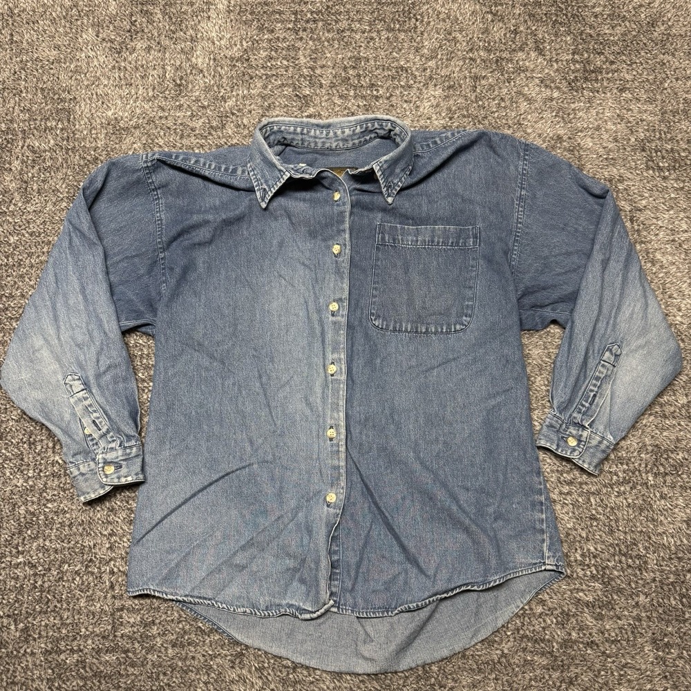 Vintage Eddie Bauer Jacket Distressed Women's Lightweight Small Petite Denim 90s